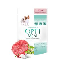 OPTIMEAL pro dospělé psy s hovězím a brusinkami v želé 100 g